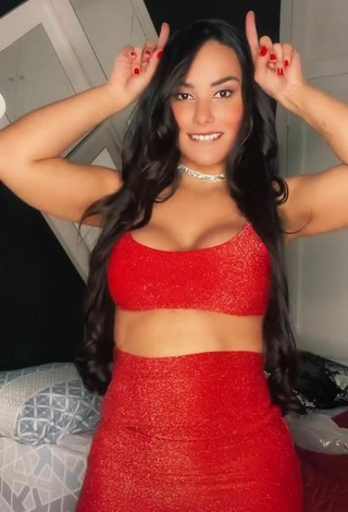 2. Luscious Victoria Matosa Shows Cleavage in Red Crop Top