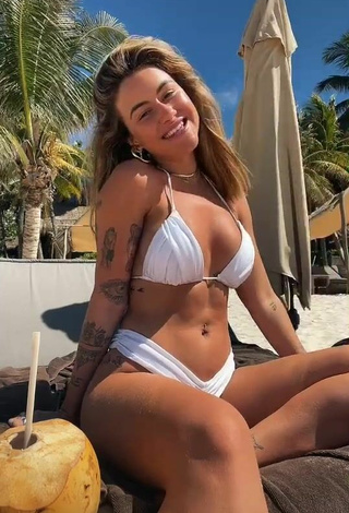 Abril Cols Looks Sexy in White Bikini at the Beach