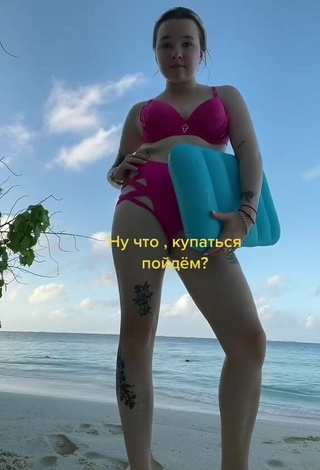 2. Sultry Alyona Shvetz in Pink Bikini at the Beach