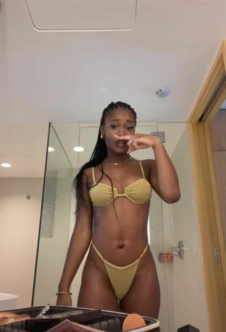 4. Cute Angel Ogbonna in Golden Bikini