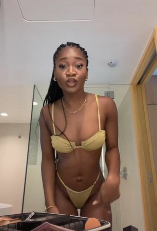 5. Cute Angel Ogbonna in Golden Bikini