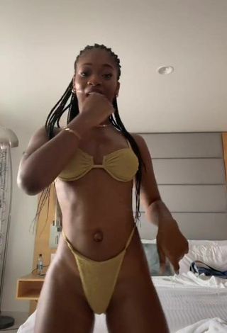 4. Sexy Angel Ogbonna in Golden Bikini