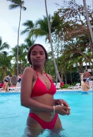 Luscious Ashley Montero in Red Bikini at the Pool