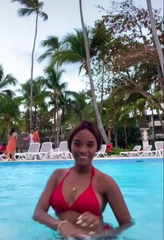 2. Luscious Ashley Montero in Red Bikini at the Pool