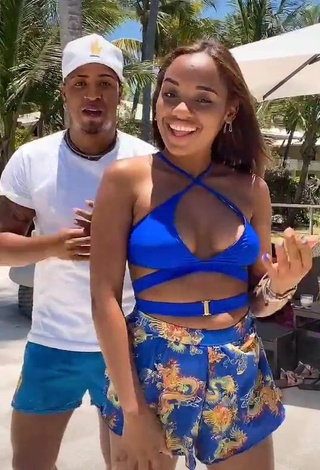 3. Sweetie Ashley Montero Shows Cleavage in Blue Bikini Top