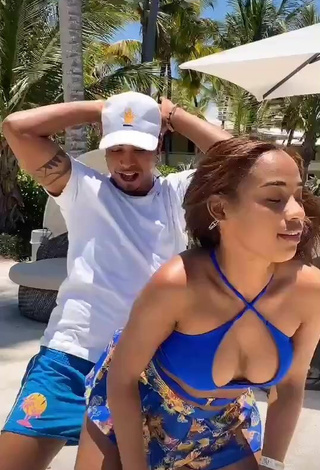 4. Sweetie Ashley Montero Shows Cleavage in Blue Bikini Top