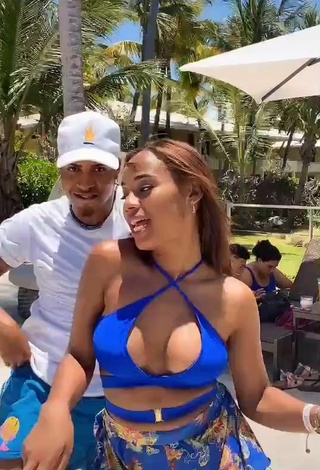 5. Sweetie Ashley Montero Shows Cleavage in Blue Bikini Top