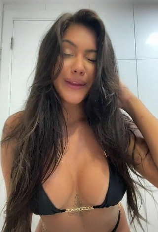 Sweetie Ayarla Souza Shows Cleavage in Black Bikini