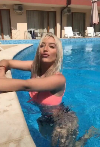 Cute Barbara Milenkovic in Pink Bikini Top at the Pool