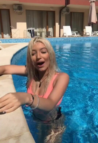 4. Cute Barbara Milenkovic in Pink Bikini Top at the Pool