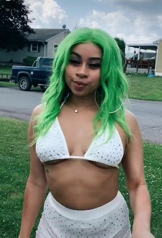 Cute BbygShai in White Bikini Top in a Street and Bouncing Tits (Underboob)