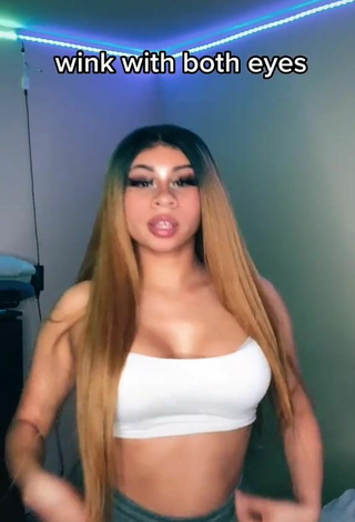 Sweetie BbygShai Shows Cleavage in White Crop Top