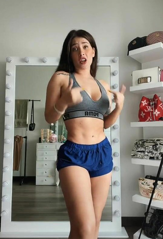 Cute Brenda Zambrano Shows Cleavage in Grey Sport Bra