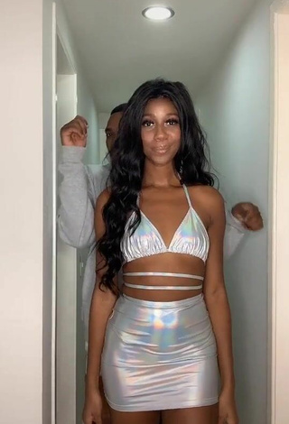 Luscious Camilla de Lucas in Silver Crop Top