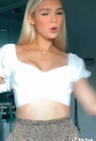 4. Hot Caroline Gregory in White Crop Top