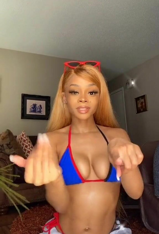 2. Sultry Caeli Shows Cleavage in Blue Bikini Top and Bouncing Boobs