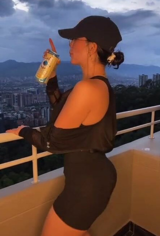 3. Luscious Dania Méndez in Black Crop Top on the Balcony