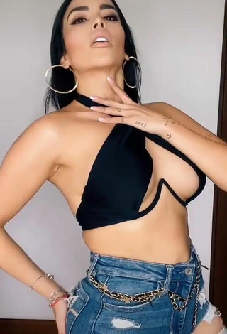 Sultry Dania Méndez in Black Bikini Top (Underboob)